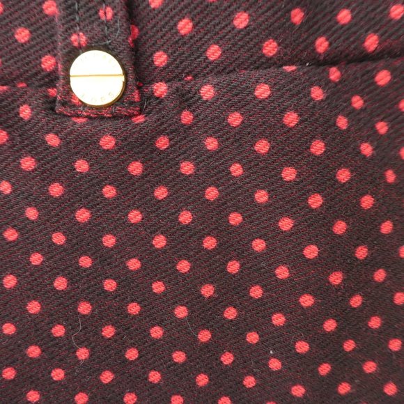 Michael Kors Pants Knit Navy Red Polka Dot Gold Hardware Stretch Split Ankle L - Picture 7 of 10